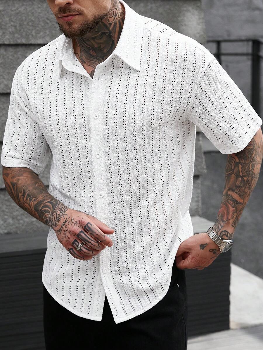 Manfinity CasualCool 男士衬衫 - 白色 - 查看 1