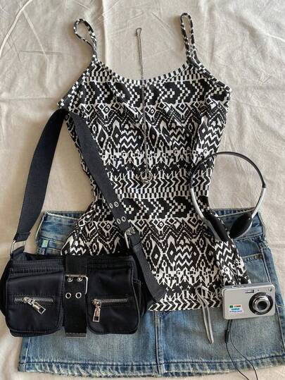 Glimmora Women's Geometric Print Casual Versatile Camisole Tank Top