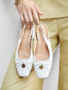 CUCCOO BIZCHIC Sepatu Flat Slip-On Hak Rendah Klasik Wanita, Hitam untuk Natal dan Musim Semi - Putih - View 4