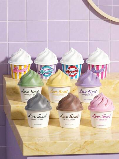 Joivida 1 pieza Sólido con forma de helado para aromaterapia, 10 estilos y fragancias, para salas de estar, dormitorios, automóviles y restaurantes. Para el Día de San Valentín, la temporada de regreso a clases y los regalos de Año Nuevo. Aromaterapia montada en el automóvil