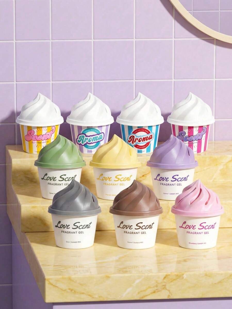 Joivida 1 件装冰淇淋造型固体香薰，10 种款式和香型，适用于客厅、卧室、汽车和餐厅。情人节、开学季和新年送礼佳品。车载香薰机 - 冰淇凌香薰 - 查看 1