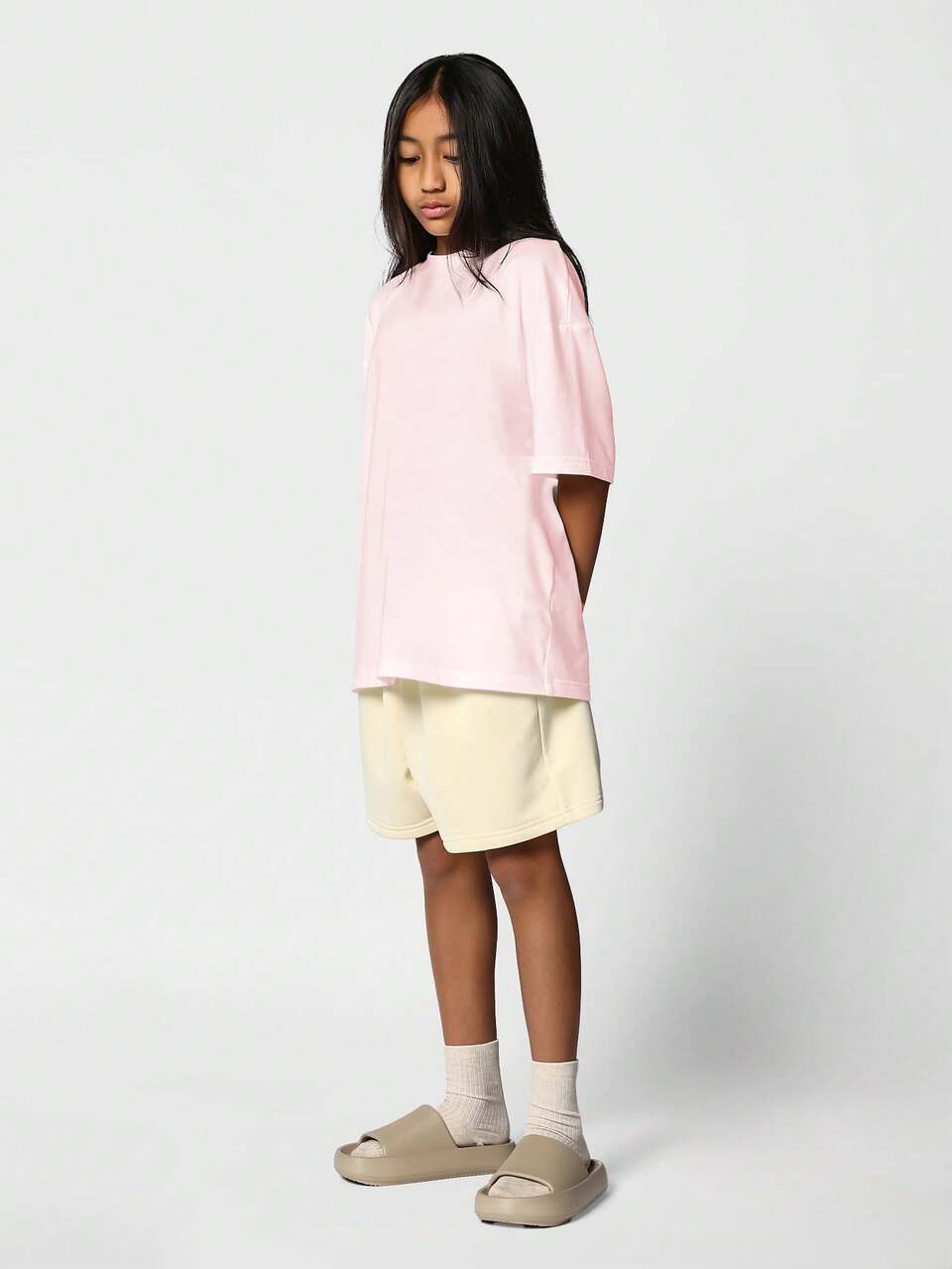 Camiseta oversized de manga curta com gola redonda