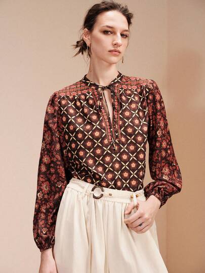 Arave Women's Casual Bohemian Printed Loose Blouse, Fashion Outerwear For Spring & Autumn