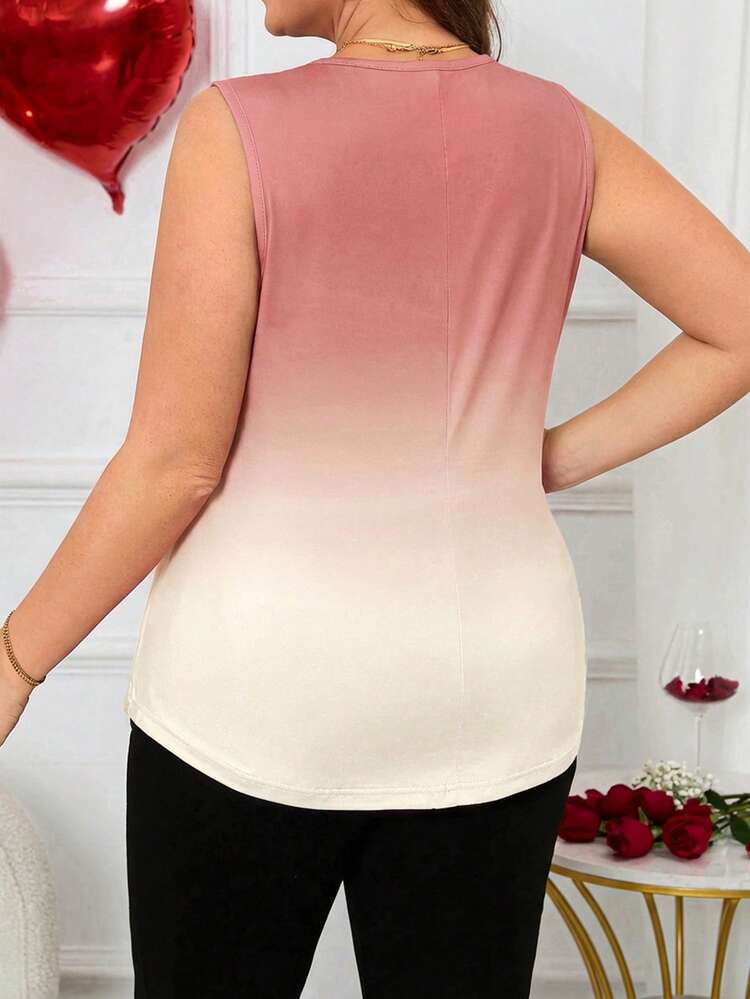 プラスサイズ レディース サマーカジュアル バケーション プリーツタンクトップ、スプリングブレイク、レディースバケーション、レディースホリデー、外出、2026年新作、シンプルでファッショナブル、デイリー着用、プラスサイズ ノースリーブトップ、サマートップ プラスサイズ