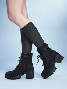 Sugerpunk 女士时尚百搭通勤厚底粗跟高跟踝靴