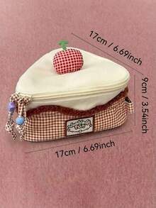 Joivida 可爱樱桃蛋糕格纹手提包，大容量，红白格纹化妆相机包，旅行收纳包，送朋友的礼物 - 彩色 - 查看 8