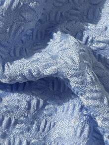 Swim Mod Women's Blue Textured Fabric Halter Triangle Top & V-Shape Bottom Bikini Set, Beach/Swimwear, Spring/Summer - Blue - View 6