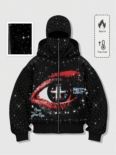 Street Life sweat-shirt à imprimé graphique avec ornements de strass, style punk de rue pour hommes, automne/hiver