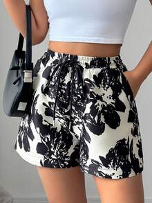 Elenzga Quần short satin nữ họa tiết hoa không đều, cạp chun co giãn, dáng rộng và tôn dáng, thích hợp cho đám cưới, tiệc tùng, các dịp trang trọng, hẹn hò, du lịch, mặc thường ngày, mùa xuân và mùa hè. - Nhiều màu - Xem 3