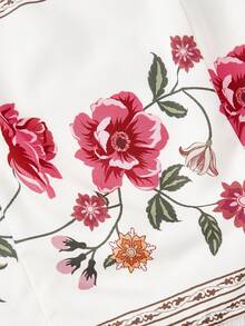 SHEIN MOD Vintage 70s Folk Print Vest Two Pieces Set – Western Wear, Bohemian Style; Perfect For Vacation, Date, Picnic, Party, Prom, Festival, And Birthday - Multicolor - View 3