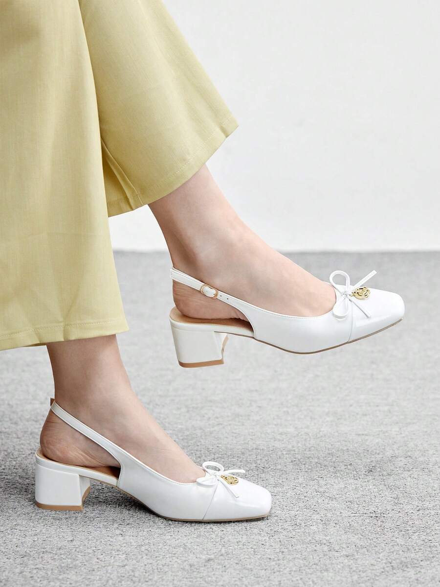 CUCCOO BIZCHIC Sepatu Flat Slip-On Hak Rendah Klasik Wanita, Hitam untuk Natal dan Musim Semi - Putih - View 1