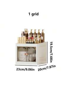 Foldable Makeup Organizer With Doors - Portable Desktop Storage Box For Cosmetics, Skincare, Multi-Layer & Collapsible - Multicolor - View 17