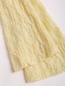 Sweetra Solid Color Square Neck Long Sleeve Dress, New Spring/Autumn Sexy Lace-Up Dress - Pale Yellow - View 5