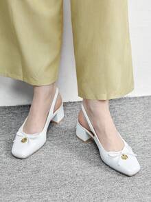 CUCCOO BIZCHIC Sepatu Flat Slip-On Hak Rendah Klasik Wanita, Hitam untuk Natal dan Musim Semi - Putih - View 5