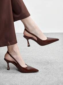 Brown patent leather