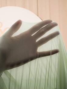 Loomaby 孕妇纯色褶皱斜肩长袖修身优雅连衣裙 - 綠色 - 查看 7