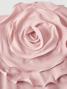 SHEIN MOD Đầm cúp ngực màu hồng họa tiết hoa 3D xếp ly, dáng xòe, không dây vai, dành cho nữ cỡ lớn, thích hợp cho sinh nhật, tiệc tùng, kỳ nghỉ lãng mạn. - Màu Hồng baby - Xem 3