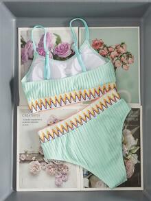 Swim Vcay Swimsuits For Woman Summer Beach Tape High Waisted Bikini Set - Mint Green - View 4