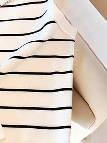 Resyla Áo tank top nữ cỡ lớn kẻ sọc trắng cổ tròn, kiểu dáng thường ngày, đa năng - Nhiều màu - Xem 3