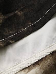 DAZY Women's Tie-Dye Overlap V-Neck Lantern Sleeve Elegant Mid-Length Dress - Multicolor - View 8