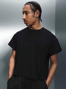 PLAYBOY X SUMWON Kaos Essentials Lengan Pendek Model Crop, Kerah Bulat, Potongan Longgar, Campuran Katun, Kasual Dasar untuk Musim Panas dan Semi, Pakaian Sehari-hari, Nyaman, dengan Logo. - Hitam - View 5