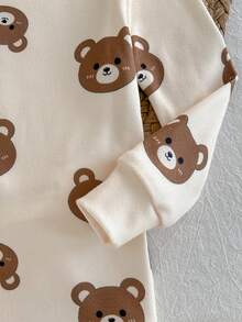 Loomiva Baby Boy Cartoon Bear Print Soft Knit Crew Neck Long Sleeve Top And Elastic Waist Long Pants 2-Piece Snug Fit Pajama Set - Multicolor - View 6