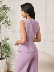 Modelyn Women's Spring New Vest Jacket - Purple - View 2