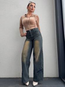 Jeta Ari 女式复古宽松牛仔裤，宽松牛仔裤 - 中等水洗藍 - 查看 5