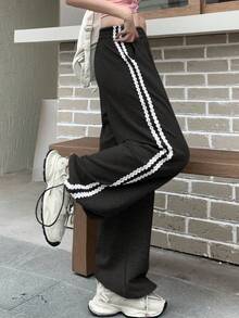 DAZY Women's Long Baggy Drawstring Waist Flared Leg Sweatpants Fall Women Joggers - Black - View 7