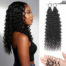 Boho Braids Human Crochet Hair In 100% Remy Human Hair Feather Line Crochet Hair Braids Salon Silky Seamless Invisible Natural Black Color For Thin Hair Woman Micro Pre Looped Crochet Human Hair Deep Wave Extensions