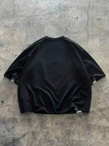 AXEPEAK 大码男士休闲宽松拼色圆领短袖 T 恤，夏季