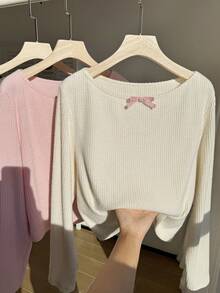 Comfortcana 大码休闲家居长袖T恤，带蝴蝶结，多件装 - 彩色 - 查看 6