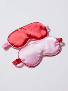 MUSERA Blindfold Set Contrast Colour Satin Elasticated Ruched Strap Eyemask Cute Girly Daily Accessory Sleep Valentines - Multicolor - View 3
