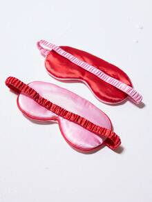 MUSERA Blindfold Set Contrast Colour Satin Elasticated Ruched Strap Eyemask Cute Girly Daily Accessory Sleep Valentines - Multicolor - View 5