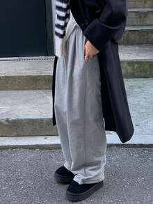 DAZY Women's Extra Loose Street Style Sweatpants With Elastic Waist & Drawstring,Women Joggers Fall - Light Grey - View 2