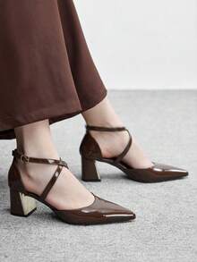 Brown patent leather