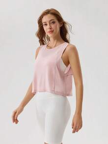 OutZeal Áo tank top thể thao nữ, áo tập luyện bằng len Tencel, thiết kế hở lưng, áo năng động. - Hồng - Xem 10