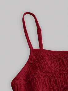 SHEIN MOD Women's Red Knitted Lace Strap Dress - Cherry Red - View 3