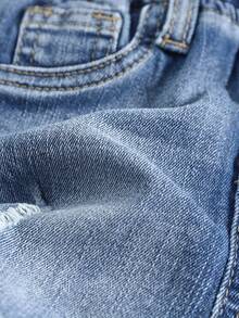 Quần short denim xanh rách, thun, dáng ôm cho bé trai. - Rửa nhẹ - Xem 6