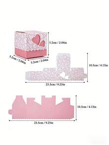 10/20pcs Pink Small Heart Design Gift Boxes With Ribbons For Wedding BabyShower Birthday Favor Boxes - Pink - View 4