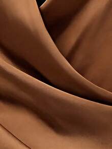 Airaco 女士休闲裹身系带不对称下摆衬衫，适合夏季通勤 - 銅色 - 查看 4