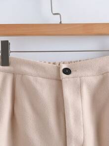 Franclia Coffee Brown Tweed Zipper Long V-Neck Co-Ord For Plus Size Women's Elegant Work Outfits - Coffee Brown - View 5