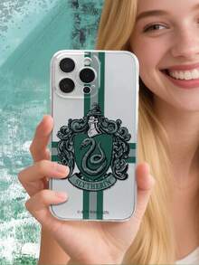 HARRY POTTER X SHEIN 1个斯莱特林学院哈利波特蛇形徽章条纹手机壳 | 创意十足，英伦学院风，防尘防水 | 兼容iPhone 17/17 Pro/17 Pro Max/Air/16/15/14/13/12/11/Pro/Pro Max/X/XR/XS/XS Max/7/8/Plus - 無色 - 查看 2
