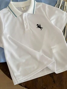 SHEIN 4件套男童可爱休闲学院风夏季polo衫及条纹格子短裤套装，适合生日派对、晚宴、演出、婚礼等场合。 - 彩色 - 查看 8