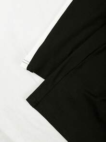 Roveilla Bộ jumpsuit dài tay cổ cao phối màu dành cho nữ cỡ lớn, dáng ôm, phù hợp cho đi chơi, đi làm, hẹn hò, mùa xuân/thu. - màu đen - Xem 5