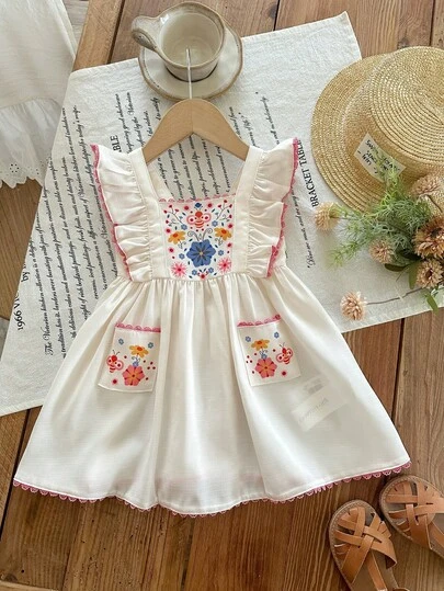 LMoss Kids 女婴碎花荷叶边休闲连衣裙