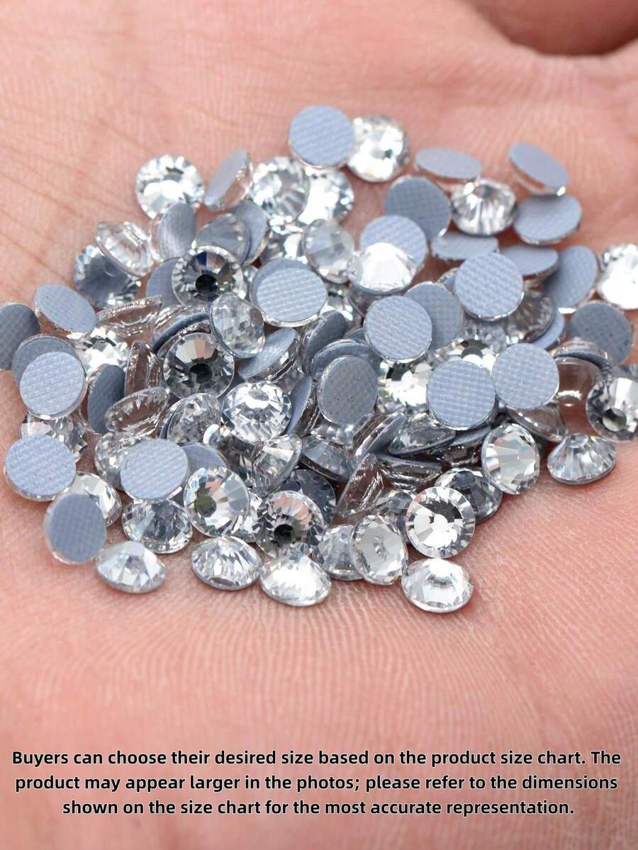 144/288/1440PCS 1Pack Hot Fix Flatback Glass Rhinestones Sparkle Iron On Gem Stones For DIY Clothing Design Party Decoration Craft Sewing - White - View 1