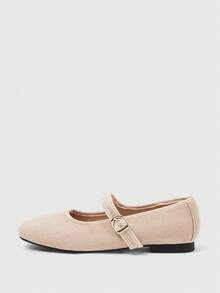 Sleekvia Women's Buckle Design Casual Versatile Flat Shoes Valentine's Day - Apricot - View 7