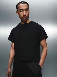PLAYBOY X SUMWON Kaos Essentials Lengan Pendek Model Crop, Kerah Bulat, Potongan Longgar, Campuran Katun, Kasual Dasar untuk Musim Panas dan Semi, Pakaian Sehari-hari, Nyaman, dengan Logo. - Hitam - View 4