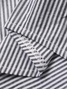 Livesso Chemise femme à manches longues, style décontracté chic, avec design à dos nu et liens, rayures, pour le printemps/été. pour le bureau et la rue - Gris - Voir 8